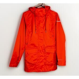 Columbia Women Medium Tomato Red Jacket Omni-Tech Waterproof Hooded Shell Coat